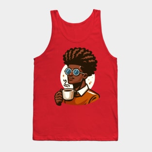 Afrocentric Man Drinking Coffee Tank Top